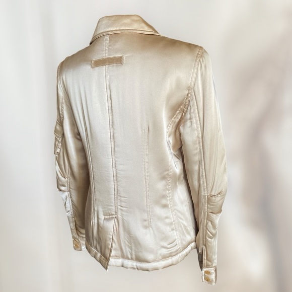 ESTHER CHEN Tan Two Button Satiny Acetate/Rayon Jacket Women’s Size 6 - Picture 5 of 11